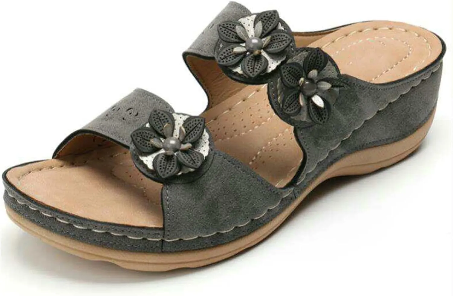 Ladmiple Sandals Women Dressy Summer Flat Flip Flops Orthopedic Arch Support Comfortable Walking Orthotic Slides Beach Shoes