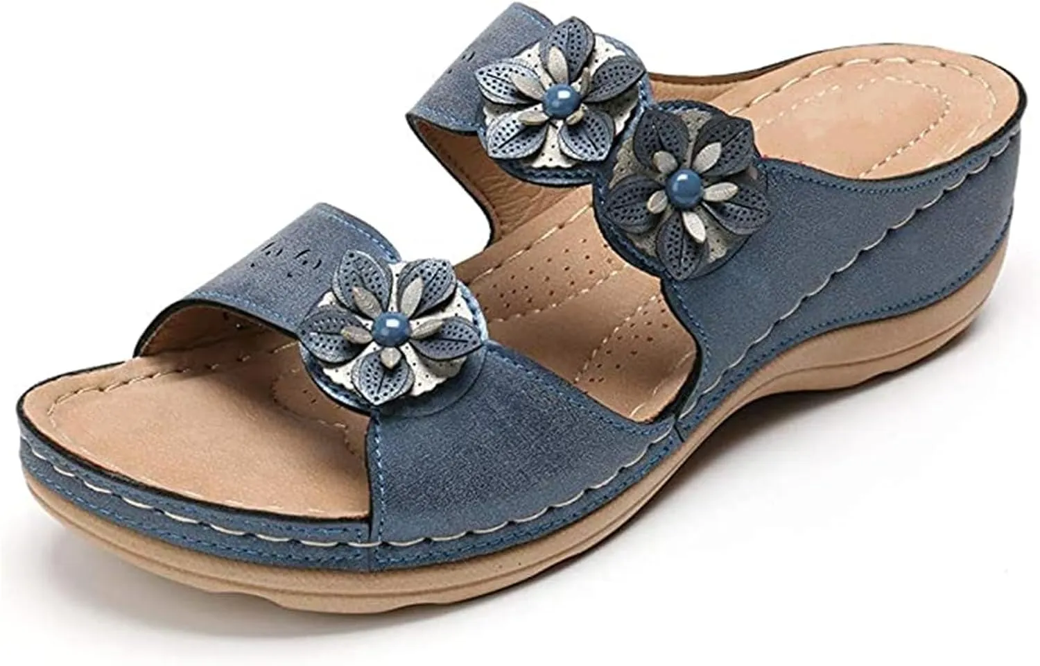Ladmiple Sandals Women Dressy Summer Flat Flip Flops Orthopedic Arch Support Comfortable Walking Orthotic Slides Beach Shoes