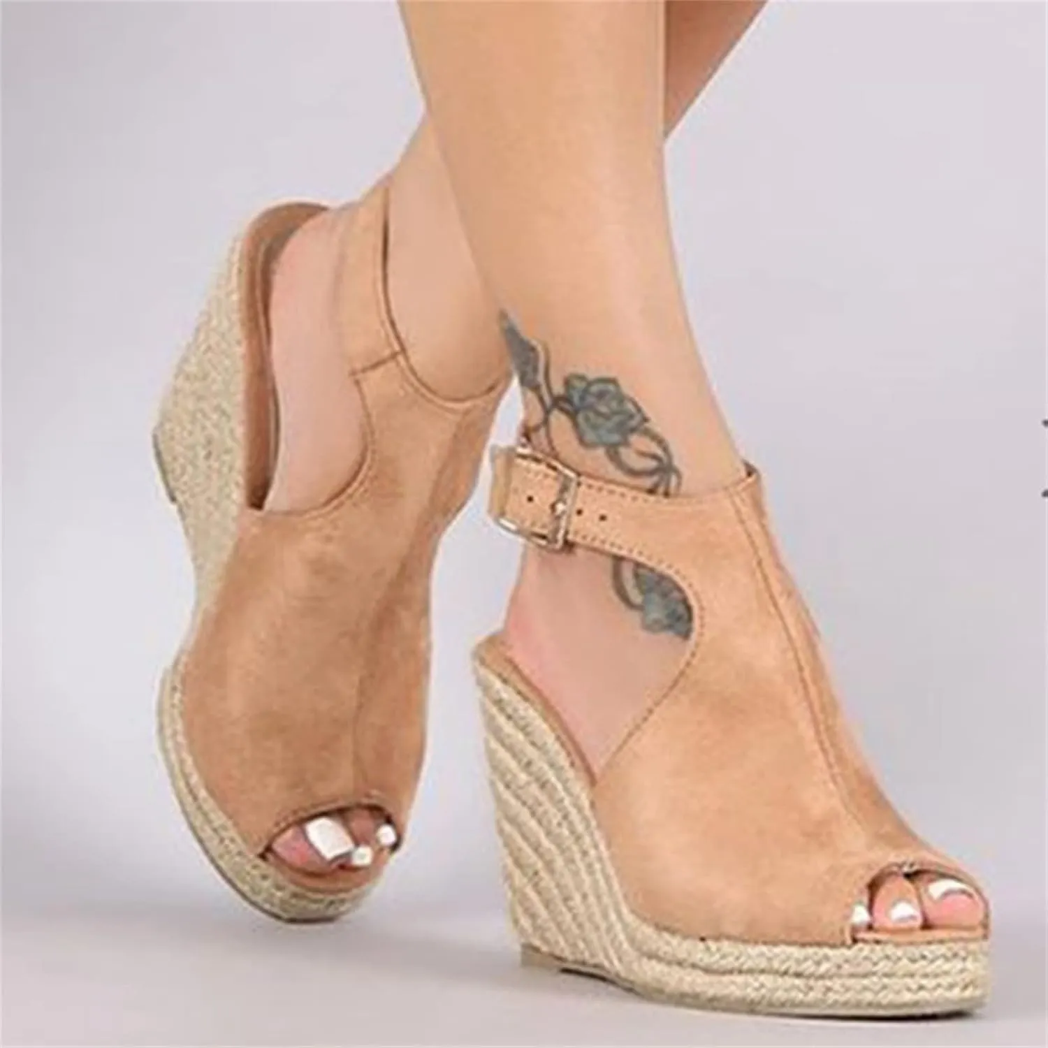 Ladmiple Sandals Women Dressy Wedge Platform Sandals Ankle Strap Open Toe Espadrille Sandals Slip On Casual Summer Shoes