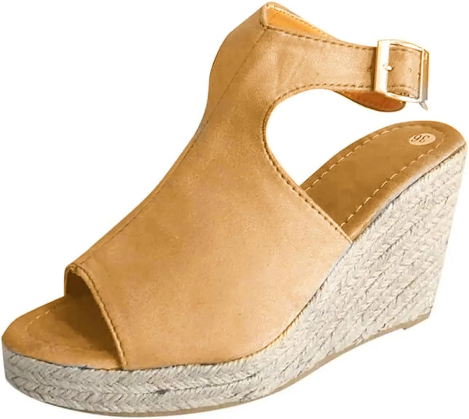 Ladmiple Sandals Women Dressy Wedge Platform Sandals Ankle Strap Open Toe Espadrille Sandals Slip On Casual Summer Shoes