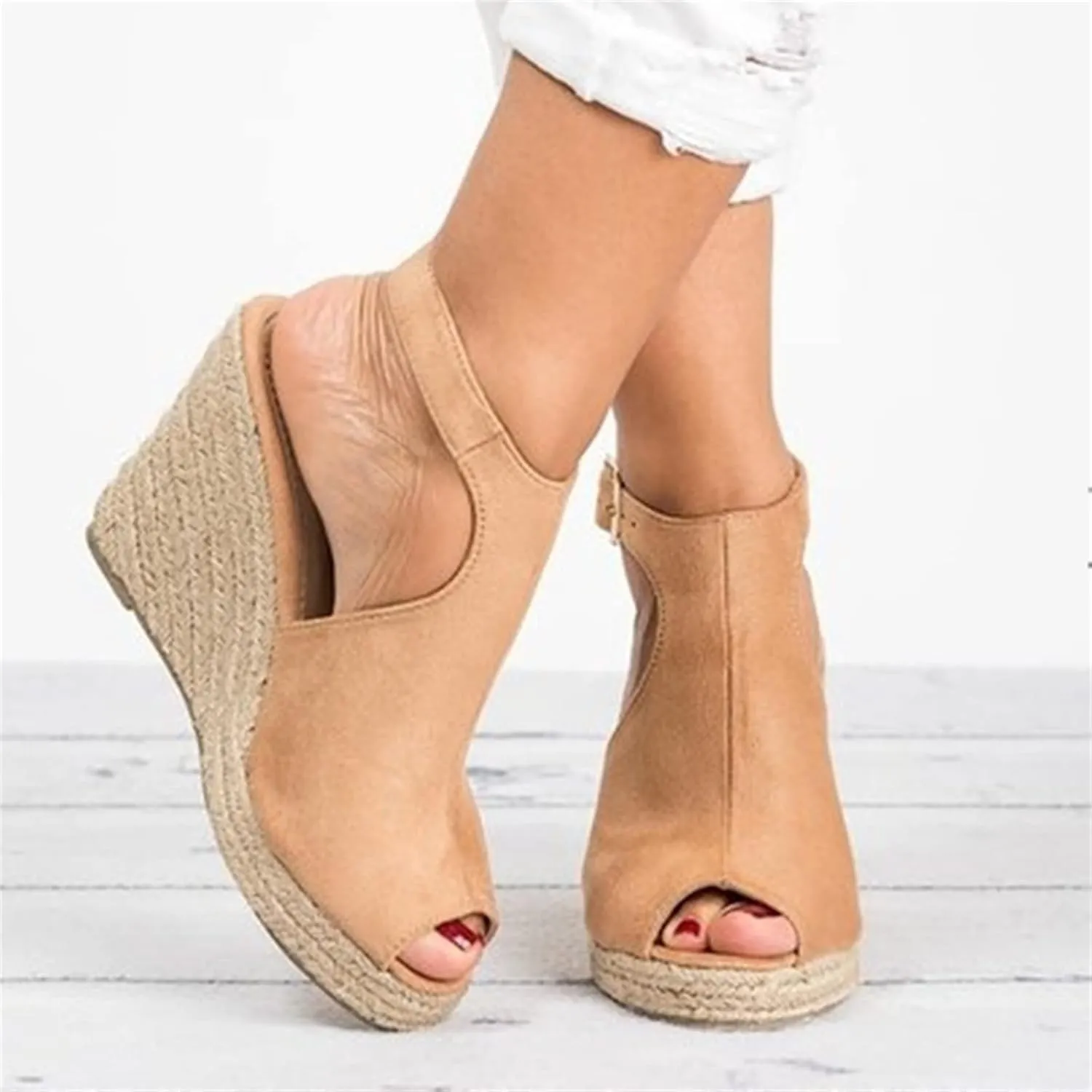 Ladmiple Sandals Women Dressy Wedge Platform Sandals Ankle Strap Open Toe Espadrille Sandals Slip On Casual Summer Shoes