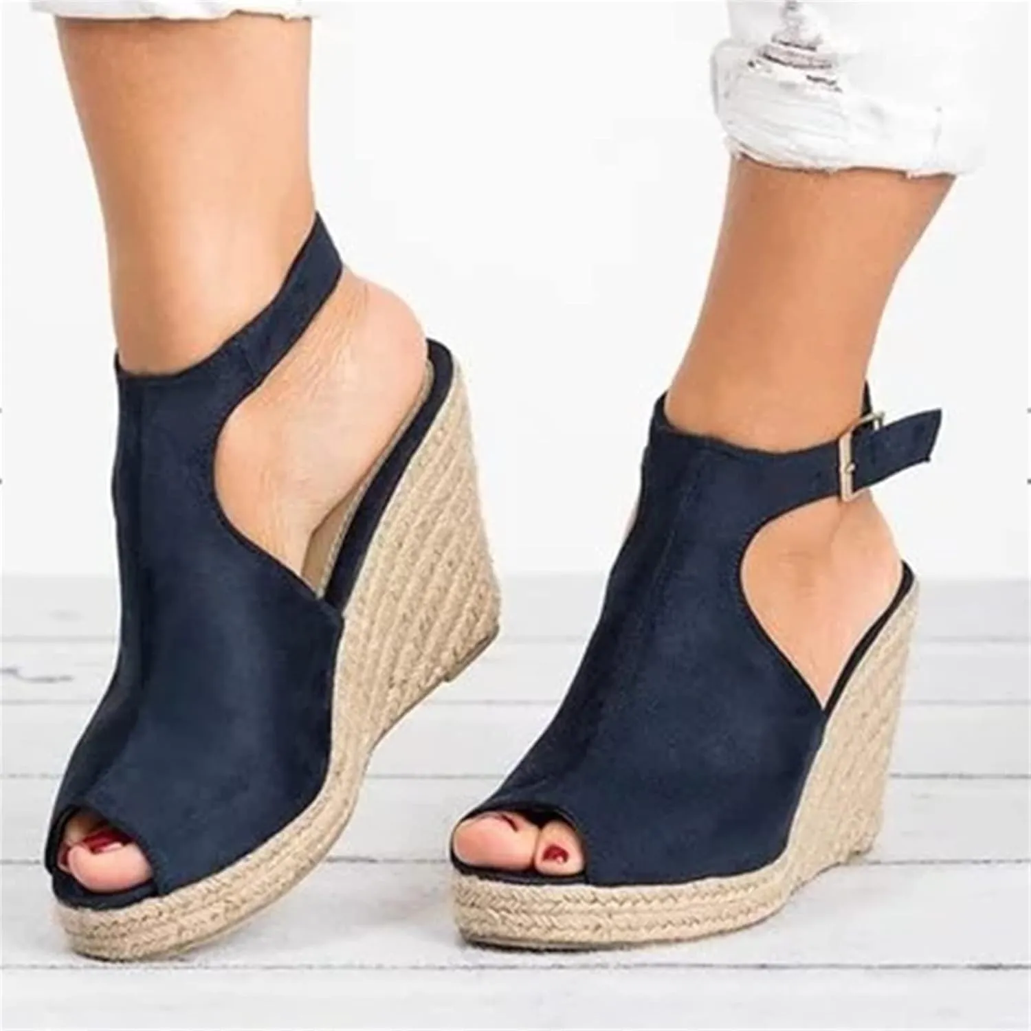 Ladmiple Sandals Women Dressy Wedge Platform Sandals Ankle Strap Open Toe Espadrille Sandals Slip On Casual Summer Shoes