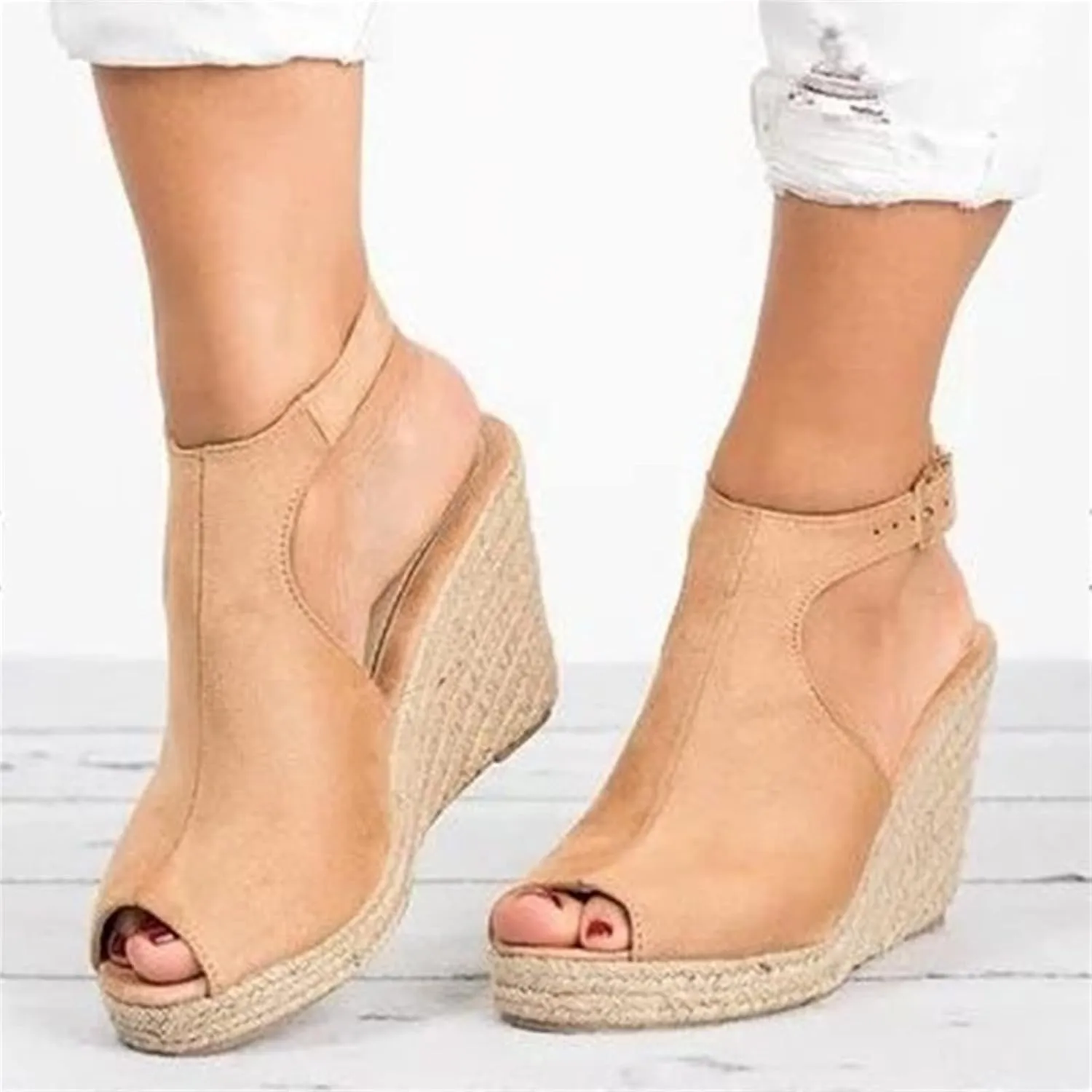 Ladmiple Sandals Women Dressy Wedge Platform Sandals Ankle Strap Open Toe Espadrille Sandals Slip On Casual Summer Shoes