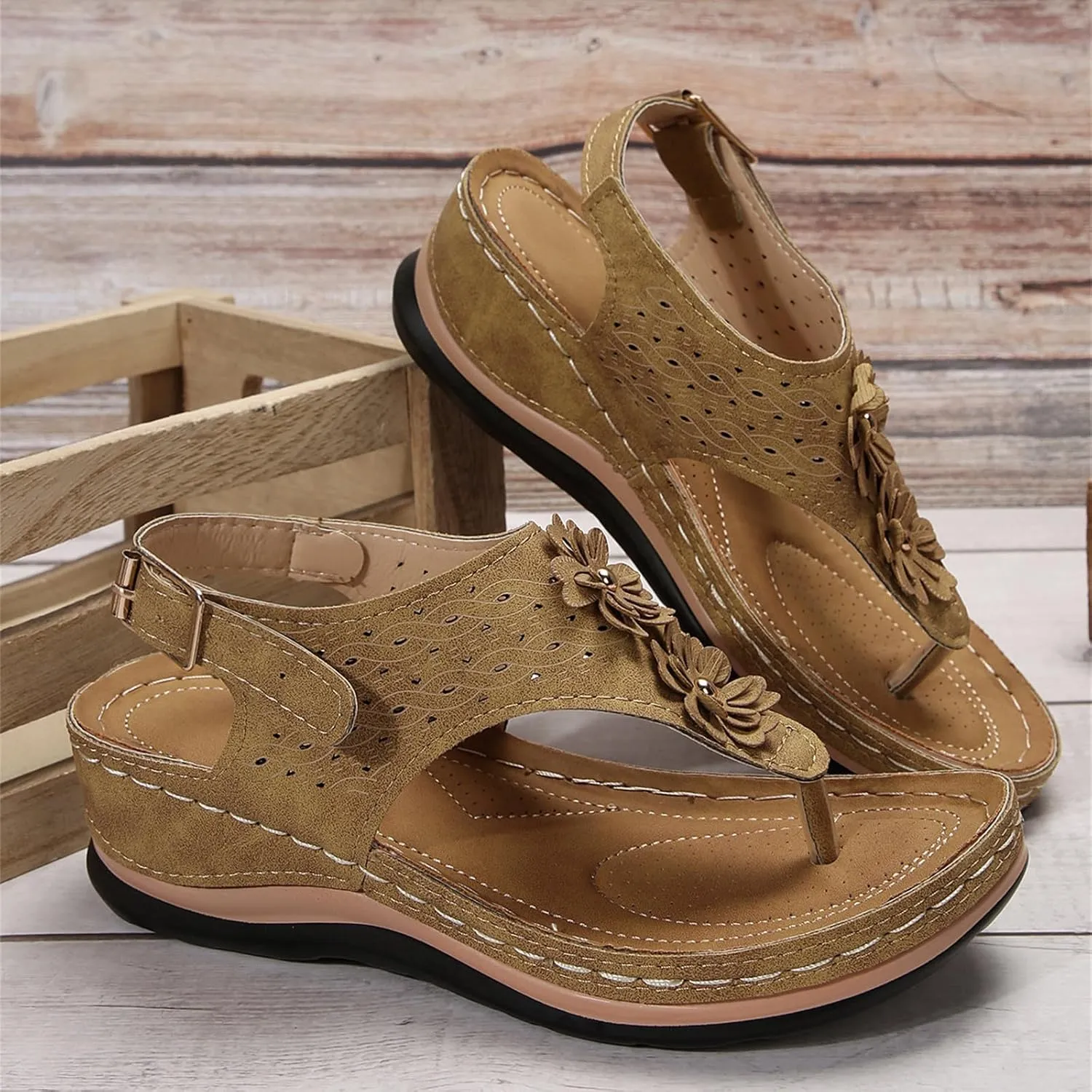 Ladmiple Sandals Women Fashion Dressy Summer Comfortable Arch Support Orthotic Flip Flops Cute Walking Orthopedic Slides