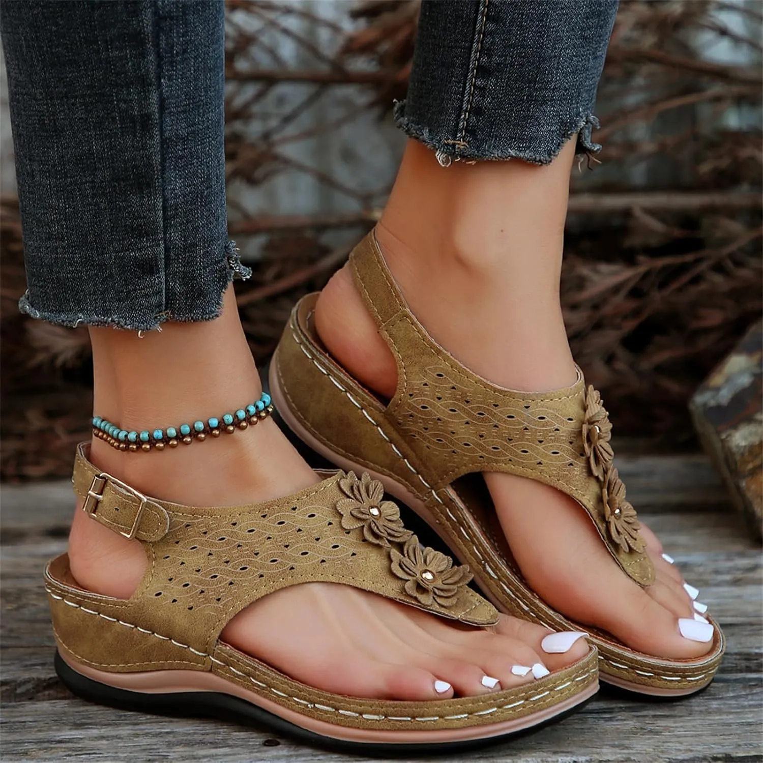 Ladmiple Sandals Women Fashion Dressy Summer Comfortable Arch Support Orthotic Flip Flops Cute Walking Orthopedic Slides