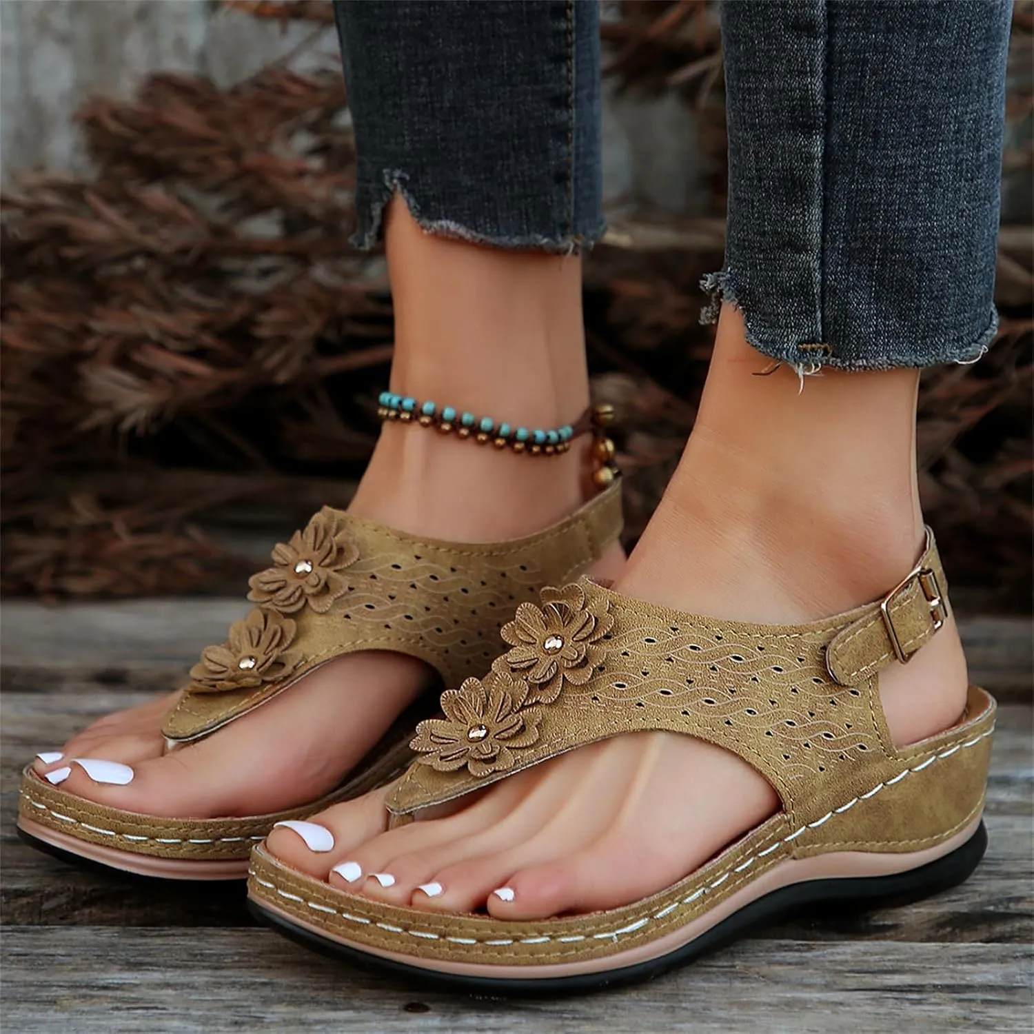 Ladmiple Sandals Women Fashion Dressy Summer Comfortable Arch Support Orthotic Flip Flops Cute Walking Orthopedic Slides