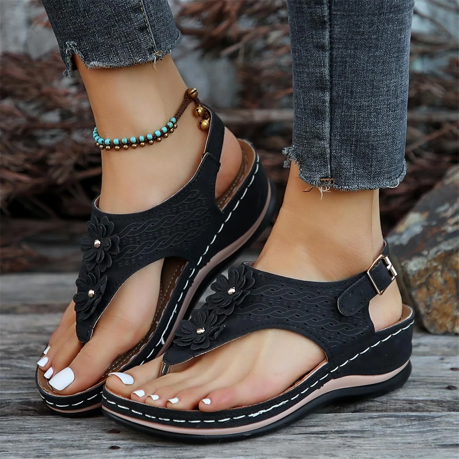 Ladmiple Sandals Women Fashion Dressy Summer Comfortable Arch Support Orthotic Flip Flops Cute Walking Orthopedic Slides