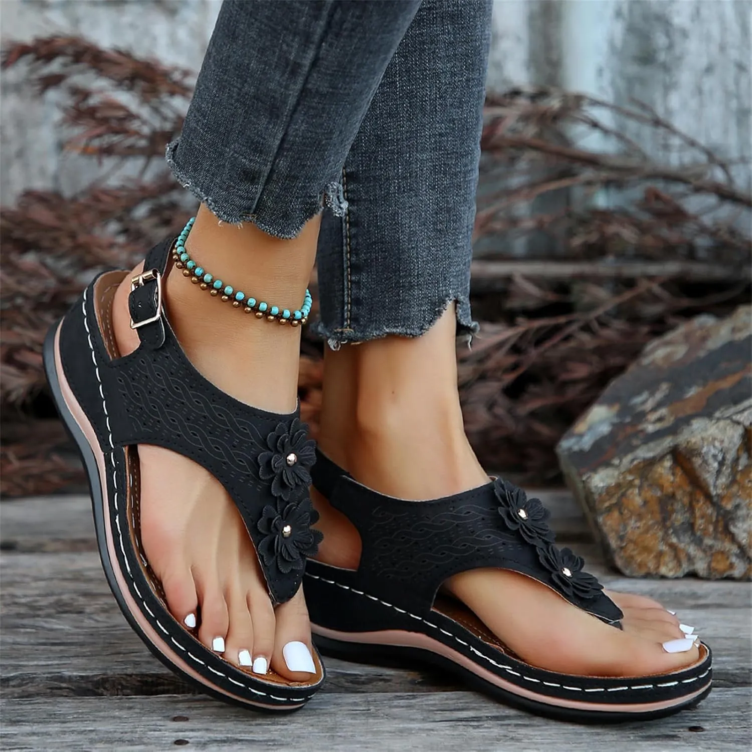 Ladmiple Sandals Women Fashion Dressy Summer Comfortable Arch Support Orthotic Flip Flops Cute Walking Orthopedic Slides