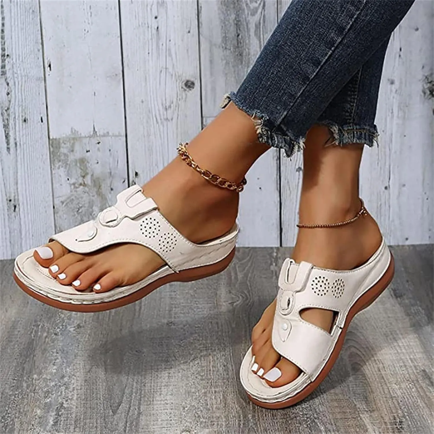 Ladmiple Sandals Women Wedge Comfortable Orthopedic Arch Support Flip Flops Dressy Summer Walking Orthotic Slides 2024