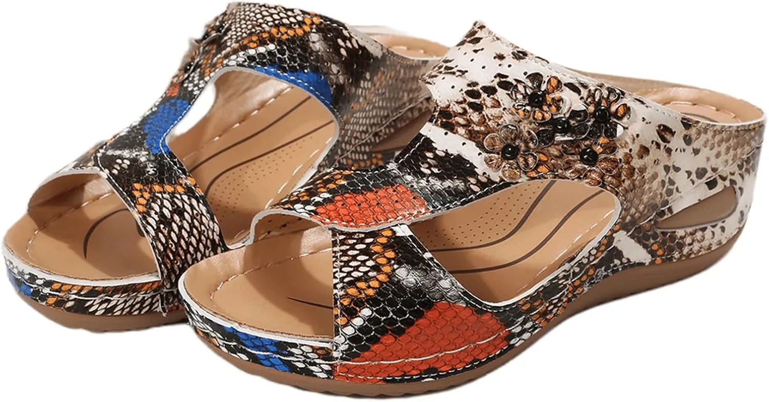 Ladmiple Sandals Women Wedge Slip On Orthopedic Sandals Arch Support Flip Flops Summer Dressy Comfortable Orthotic Slides
