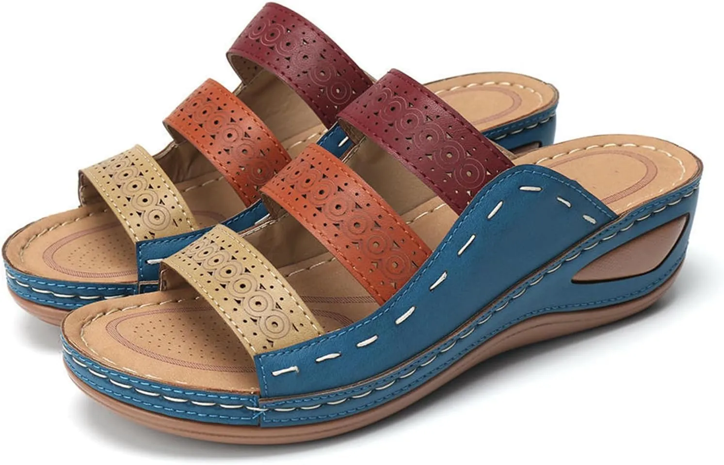 Ladmiple Womens Sandals Comfortable Dressy Wedge Heel Orthopedic Slippers Casual Summer Walking Slip On Orthotic Flip Flops