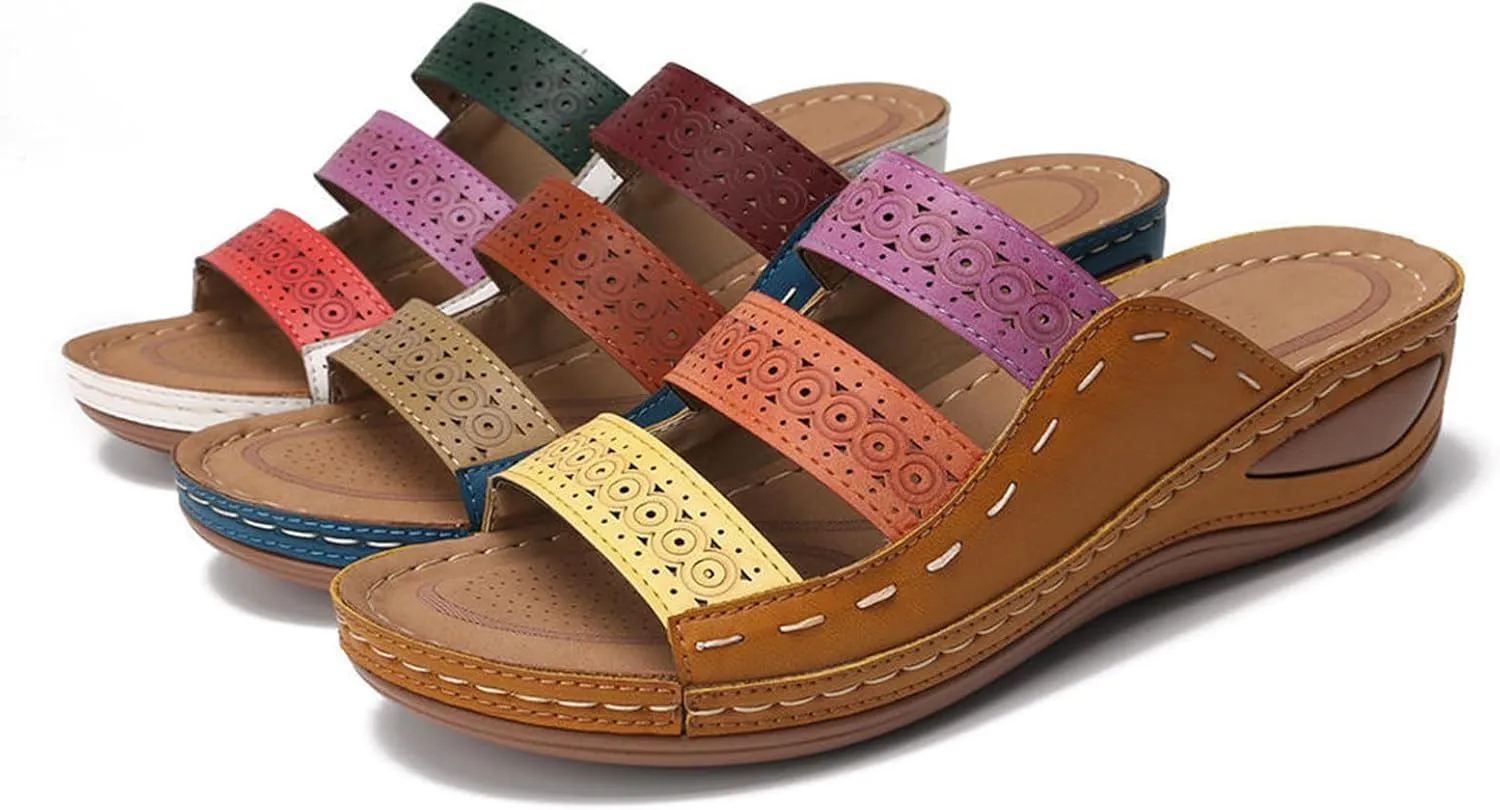 Ladmiple Womens Sandals Comfortable Dressy Wedge Heel Orthopedic Slippers Casual Summer Walking Slip On Orthotic Flip Flops