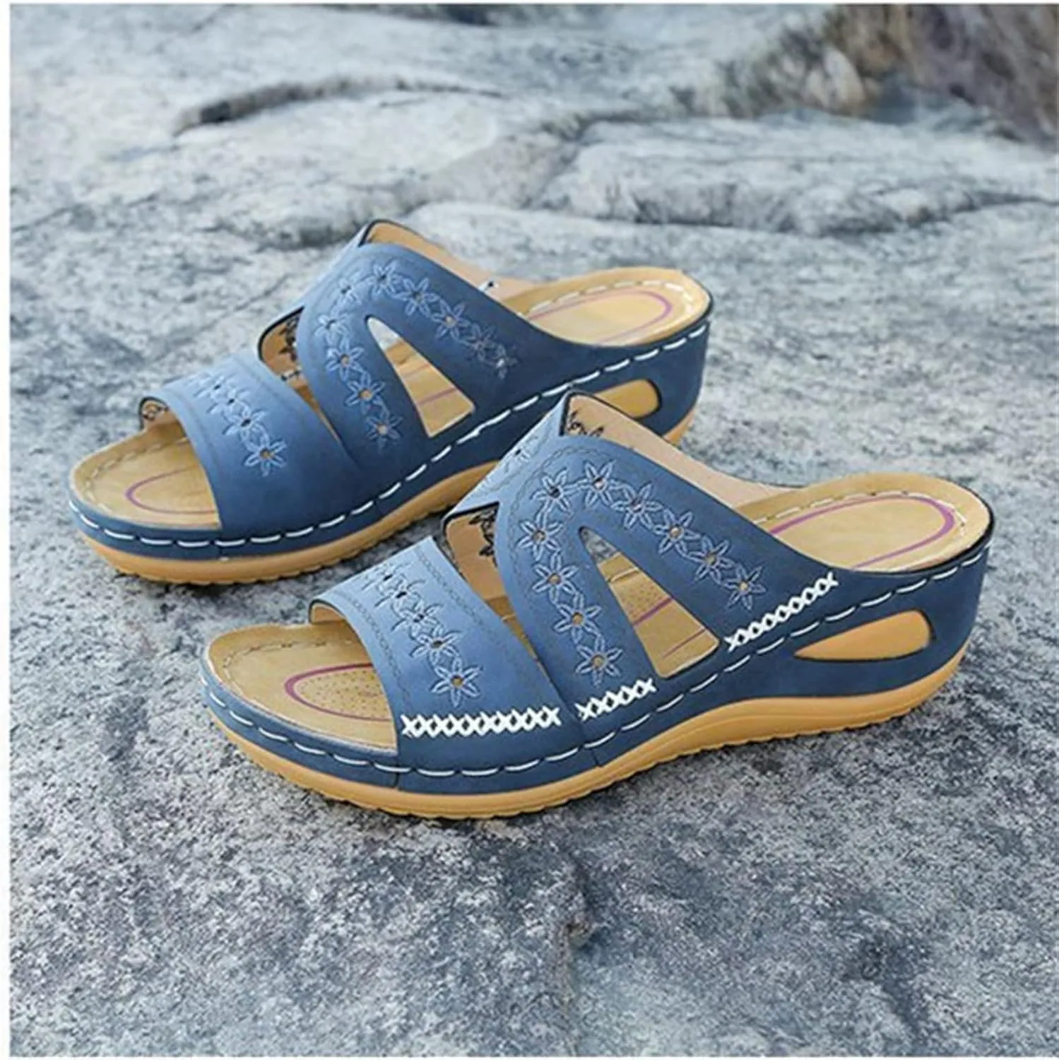 Ladmiple Womens Sandals Dressy Casual Comfortable Slip On Orthotic Flip Flops Summer Orthopedic Slides With Arch Support