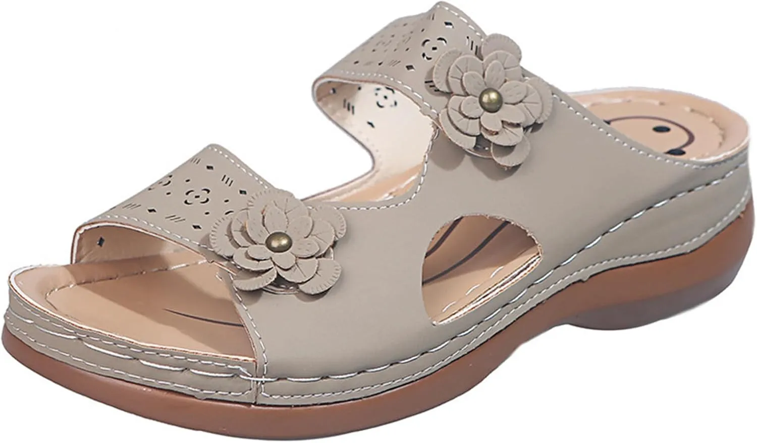 Ladmiple Womens Sandals Dressy Flat Arch Support Comfortable Orthopedic Slides Casual Summer Slip On Orthotic Flip Flops