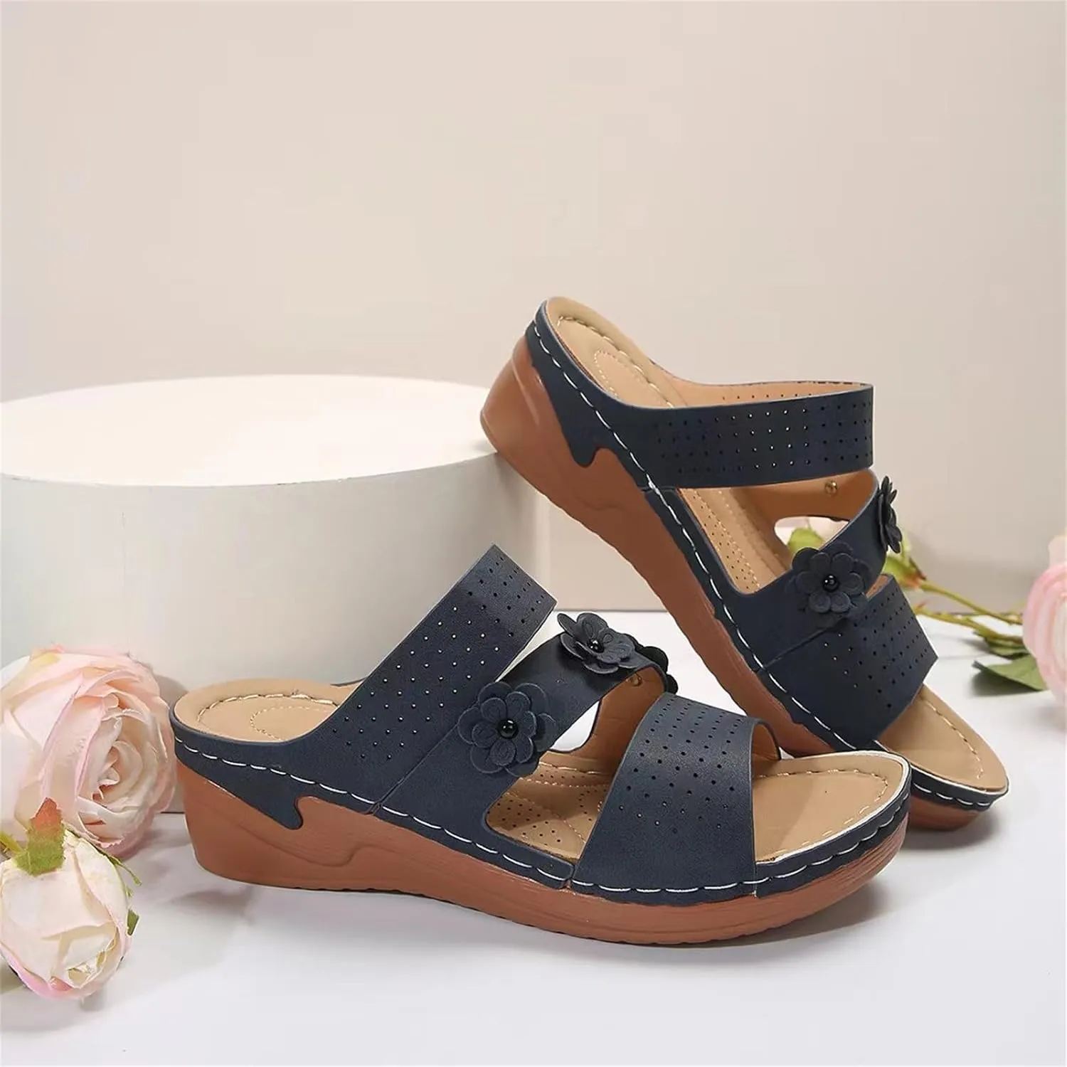 Ladmiple Womens Sandals Dressy Flat Comfortable Fashion Orthotic Slides Orthopedic Flip Flops Slippers With Arch Support