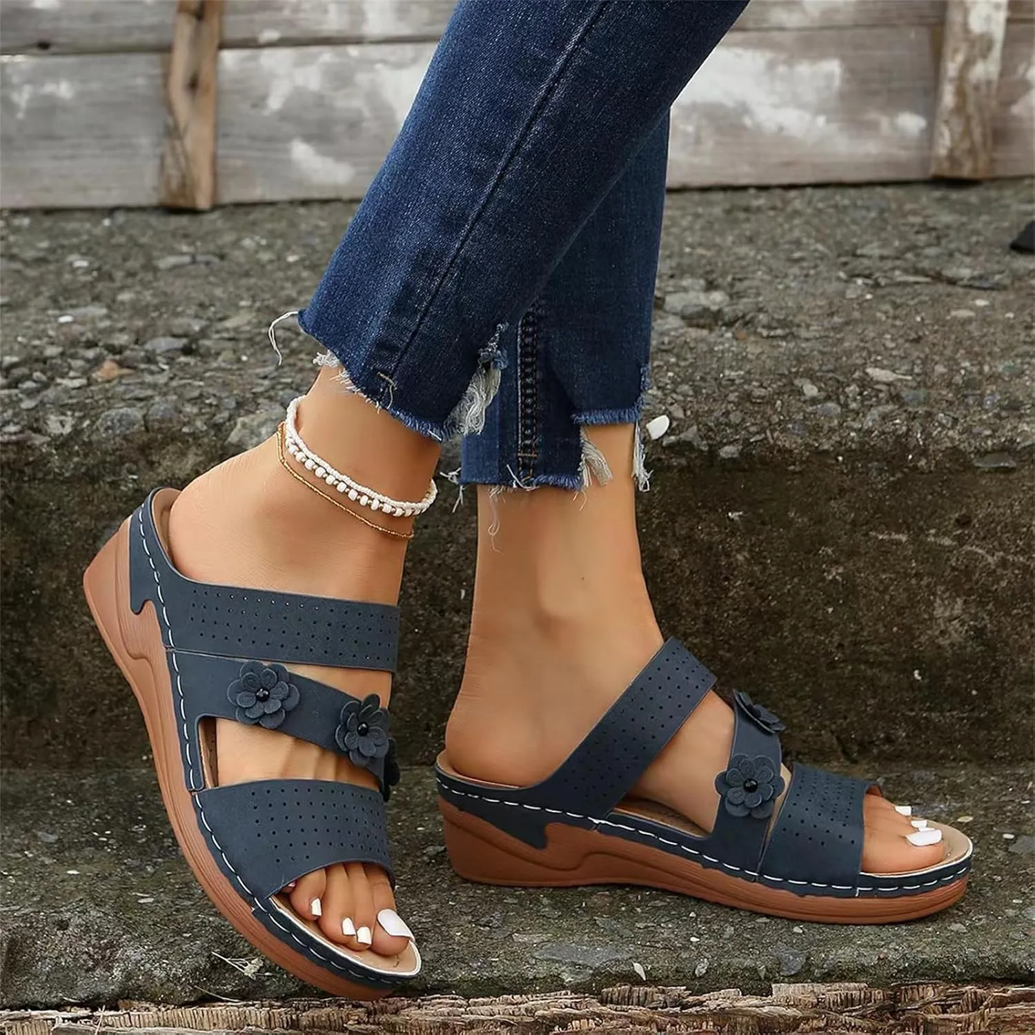 Ladmiple Womens Sandals Dressy Flat Comfortable Fashion Orthotic Slides Orthopedic Flip Flops Slippers With Arch Support