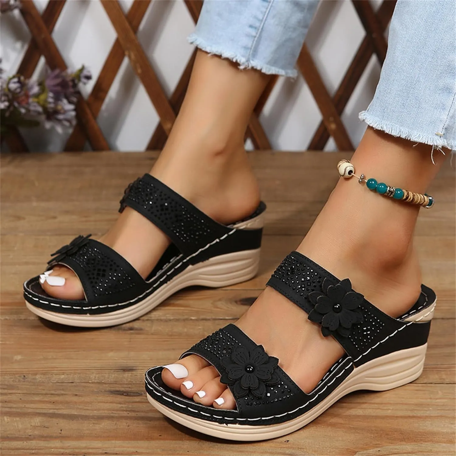 Ladmiple Womens Sandals Dressy Summer Orthotic Slides Comfortable Orthopedic Walking Flip Flops with Arch Support 2024