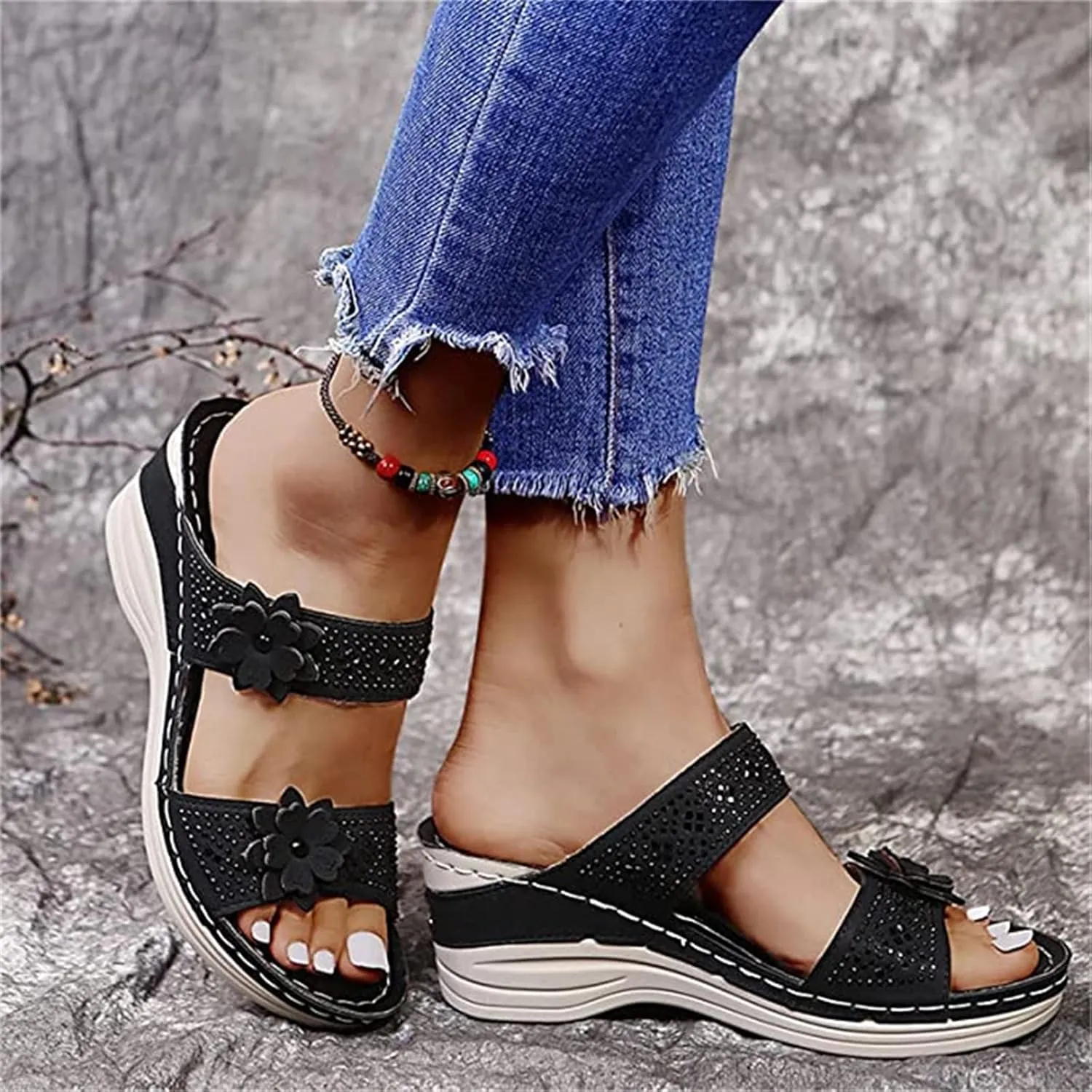 Ladmiple Womens Sandals Dressy Summer Orthotic Slides Comfortable Orthopedic Walking Flip Flops with Arch Support 2024