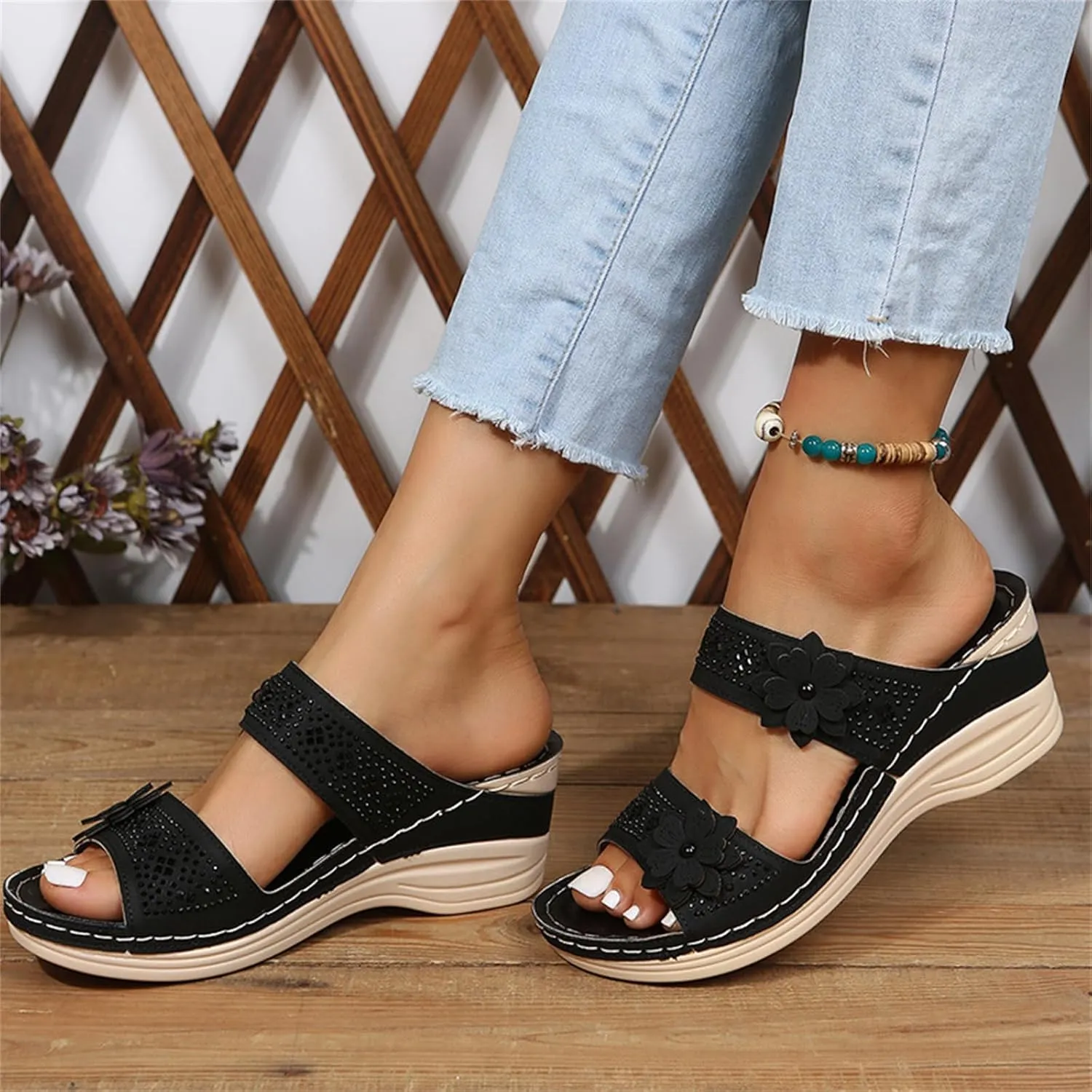 Ladmiple Womens Sandals Dressy Summer Orthotic Slides Comfortable Orthopedic Walking Flip Flops with Arch Support 2024
