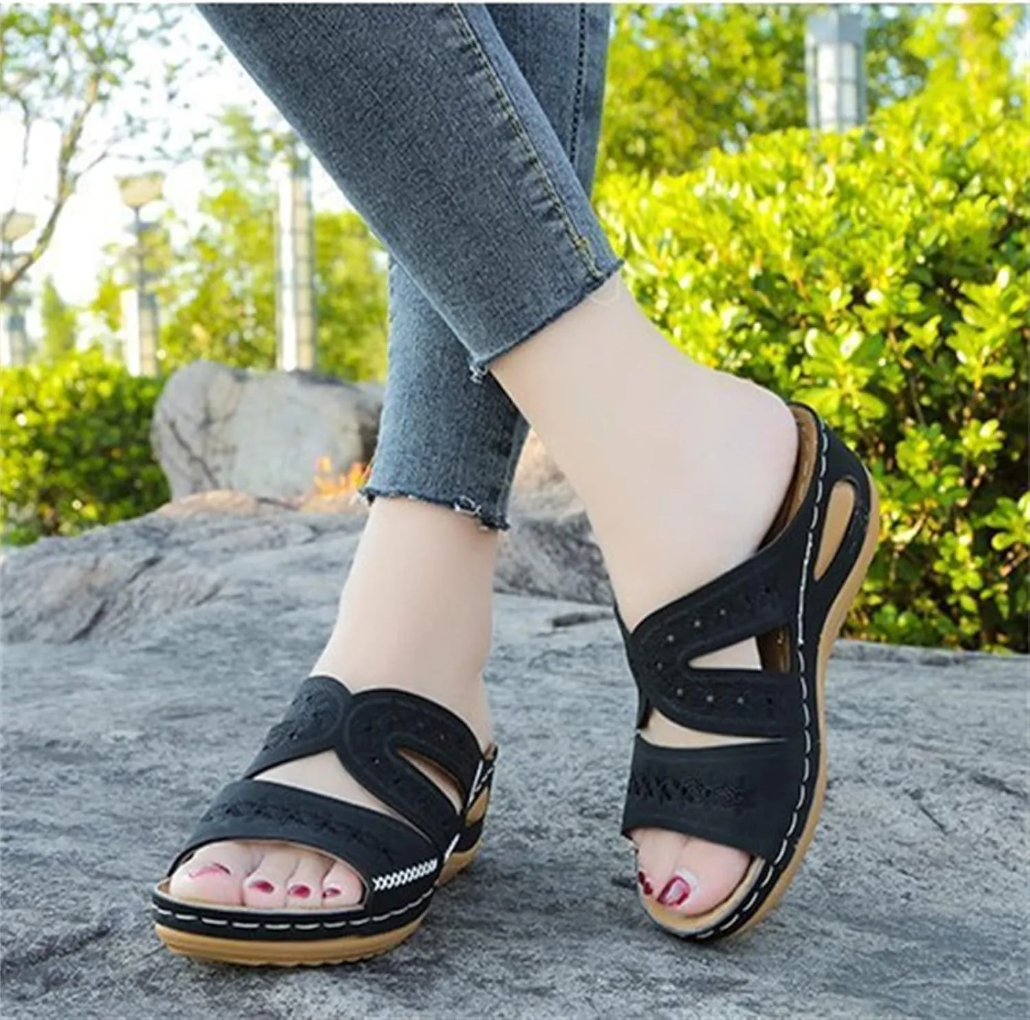 Ladmiple Womens Sandals With Arch Support Dressy Comfortable Walking Flip Flops Orthopedic Orthotic Slides Summer Shoes 2024