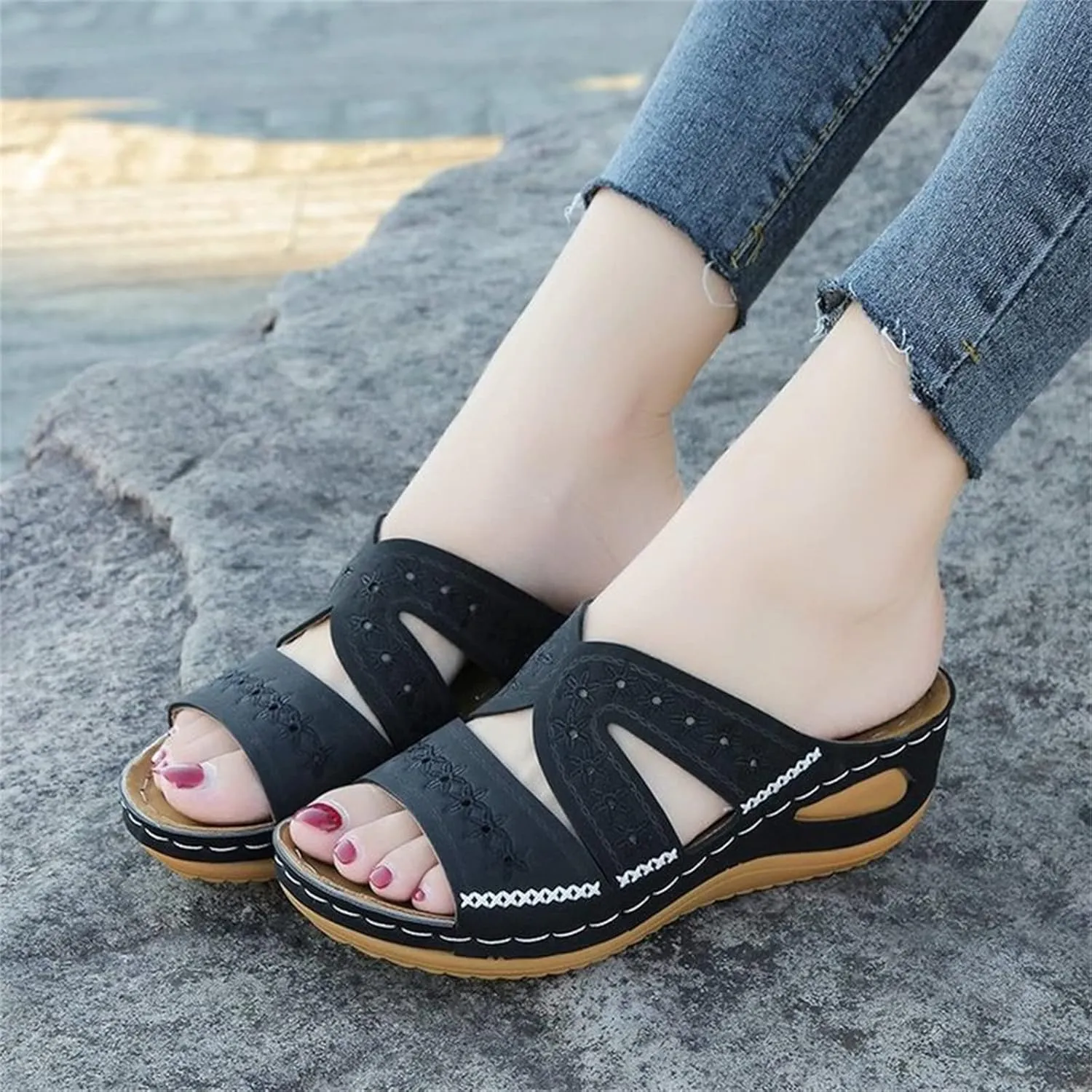 Ladmiple Womens Sandals With Arch Support Dressy Comfortable Walking Flip Flops Orthopedic Orthotic Slides Summer Shoes 2024