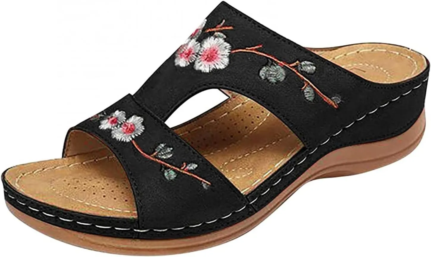 Ladmiple Women's Sandals With Arch Support Dressy Orthopedic Flip Flops Soft Summer Beach Shoes Comfortable Orthotic Slides