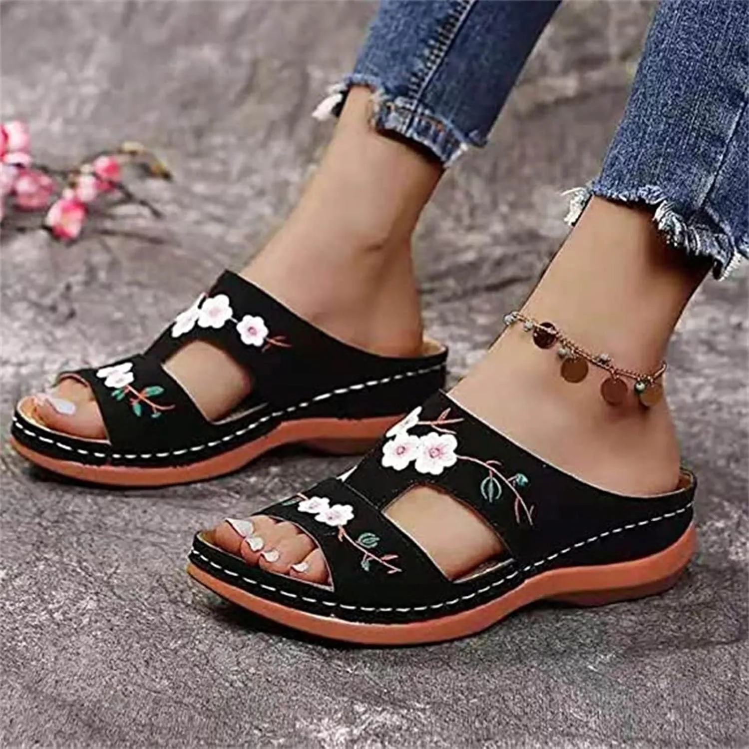 Ladmiple Women's Sandals With Arch Support Dressy Orthopedic Flip Flops Soft Summer Beach Shoes Comfortable Orthotic Slides