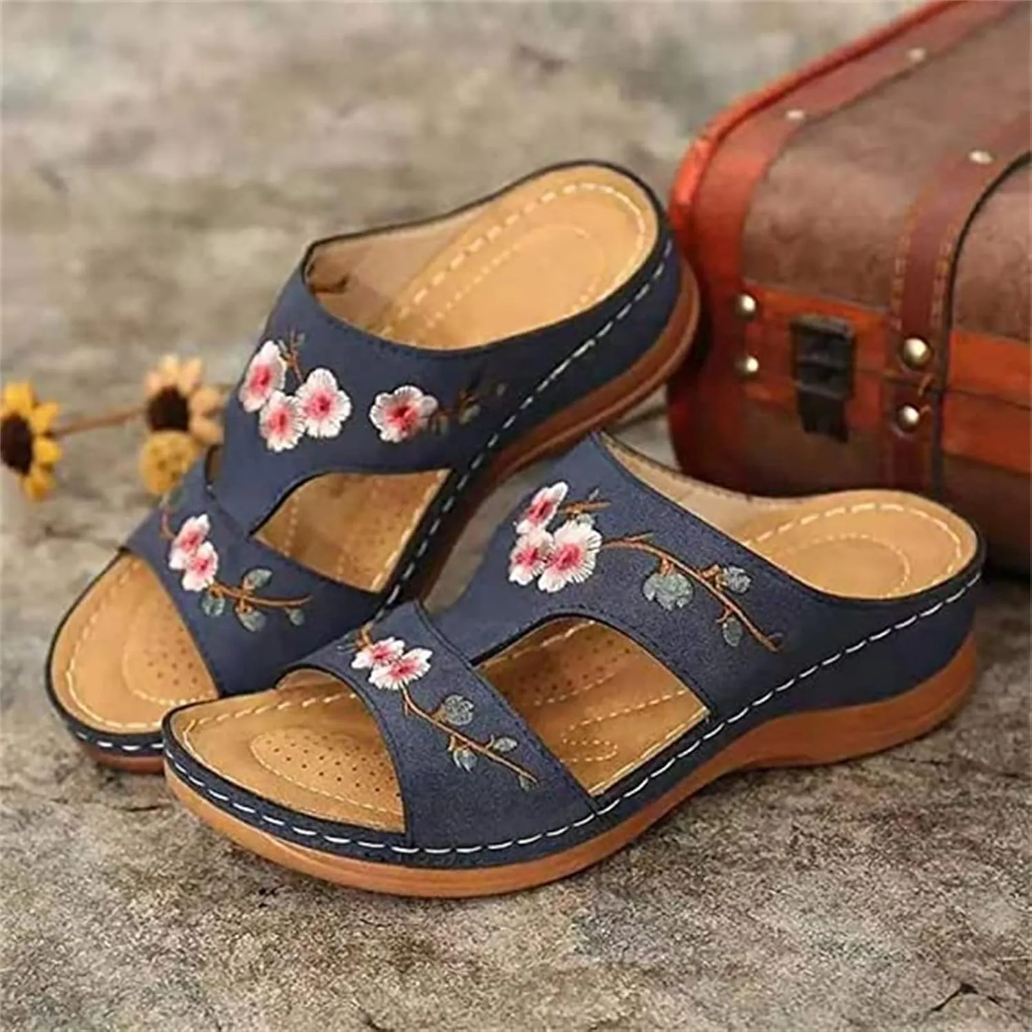 Ladmiple Women's Sandals With Arch Support Dressy Orthopedic Flip Flops Soft Summer Beach Shoes Comfortable Orthotic Slides
