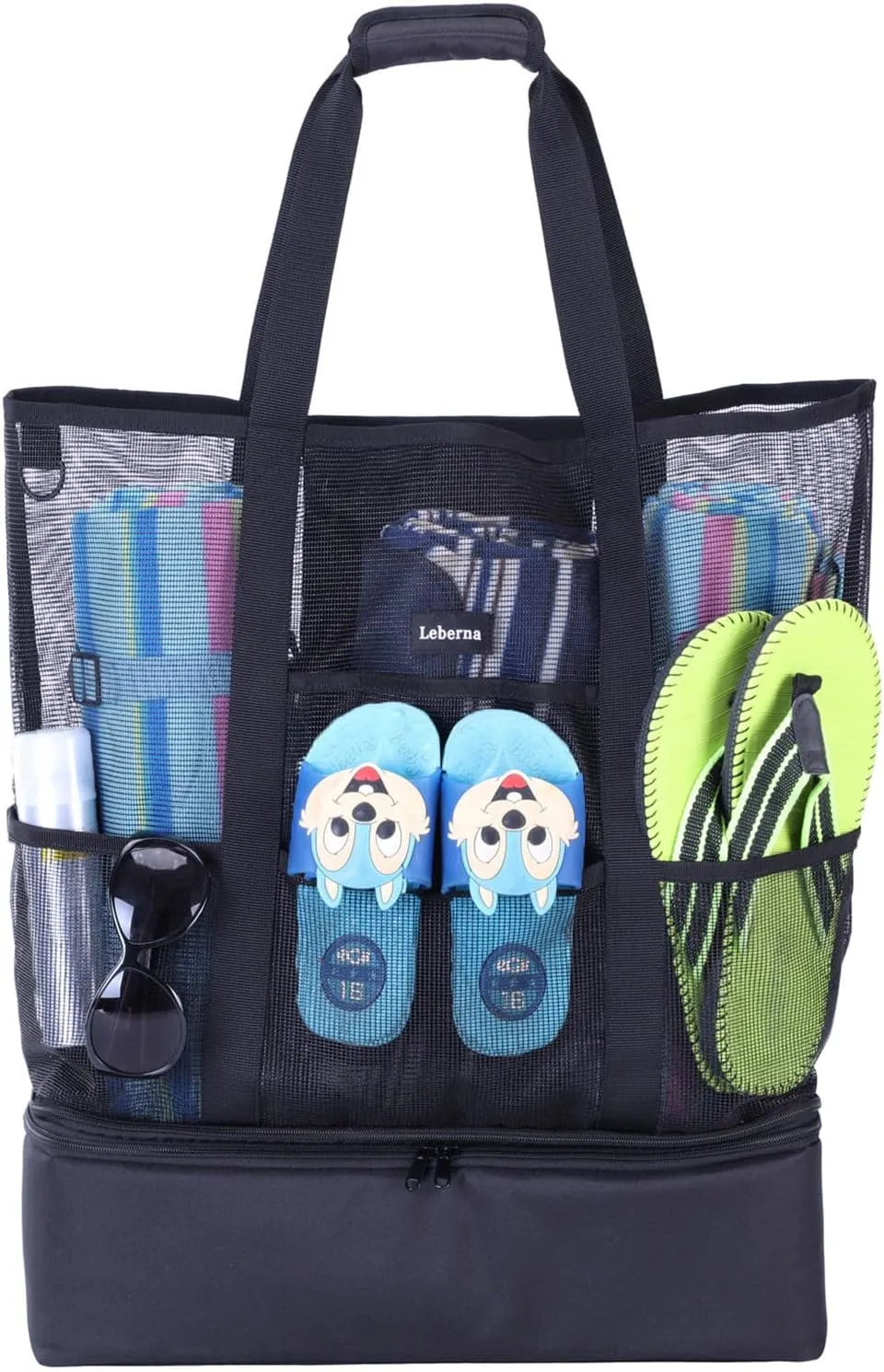 Large Beach Bag with Zipper Lightweight Beach Toy Bag Mesh Bag for Swimming Pool Sand Toys