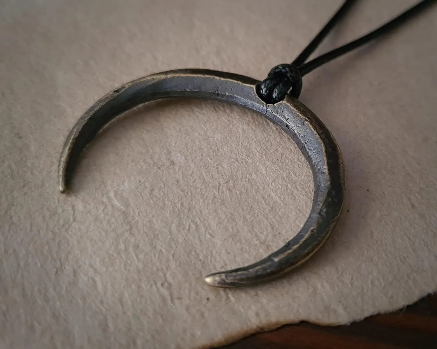 Large Brass Gothic Wiccan Pagan Witchcraft Crescent Moon Lunula Necklace Pendant With Adjustable String Charm For Embracing Spiritual Feminine Universal Energy