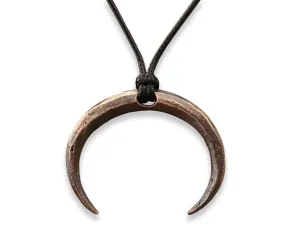 Large Brass Gothic Wiccan Pagan Witchcraft Crescent Moon Lunula Necklace Pendant With Adjustable String Charm For Embracing Spiritual Feminine Universal Energy