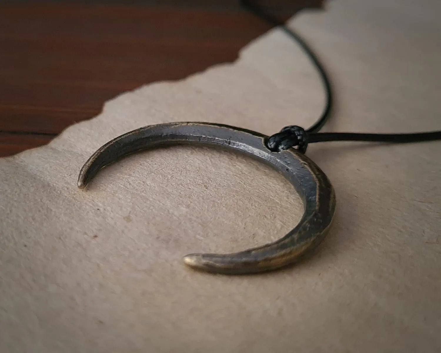 Large Brass Gothic Wiccan Pagan Witchcraft Crescent Moon Lunula Necklace Pendant With Adjustable String Charm For Embracing Spiritual Feminine Universal Energy