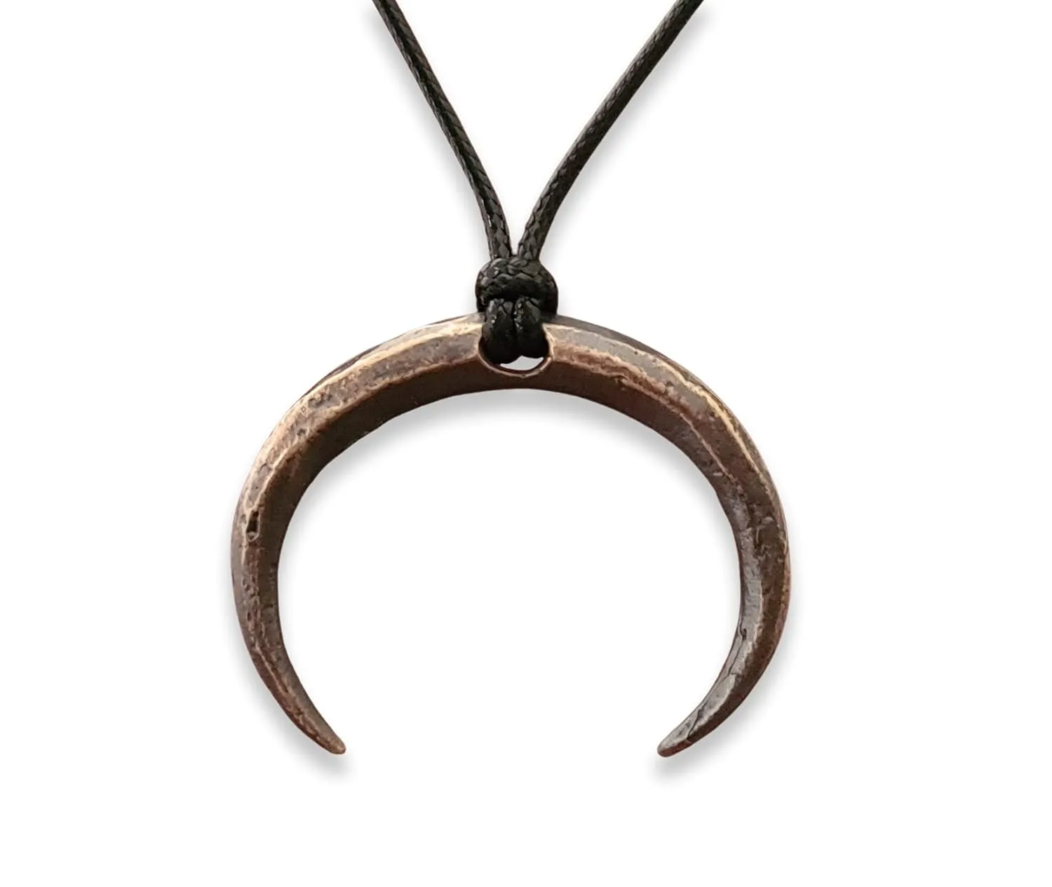 Large Brass Gothic Wiccan Pagan Witchcraft Crescent Moon Lunula Necklace Pendant With Adjustable String Charm For Embracing Spiritual Feminine Universal Energy