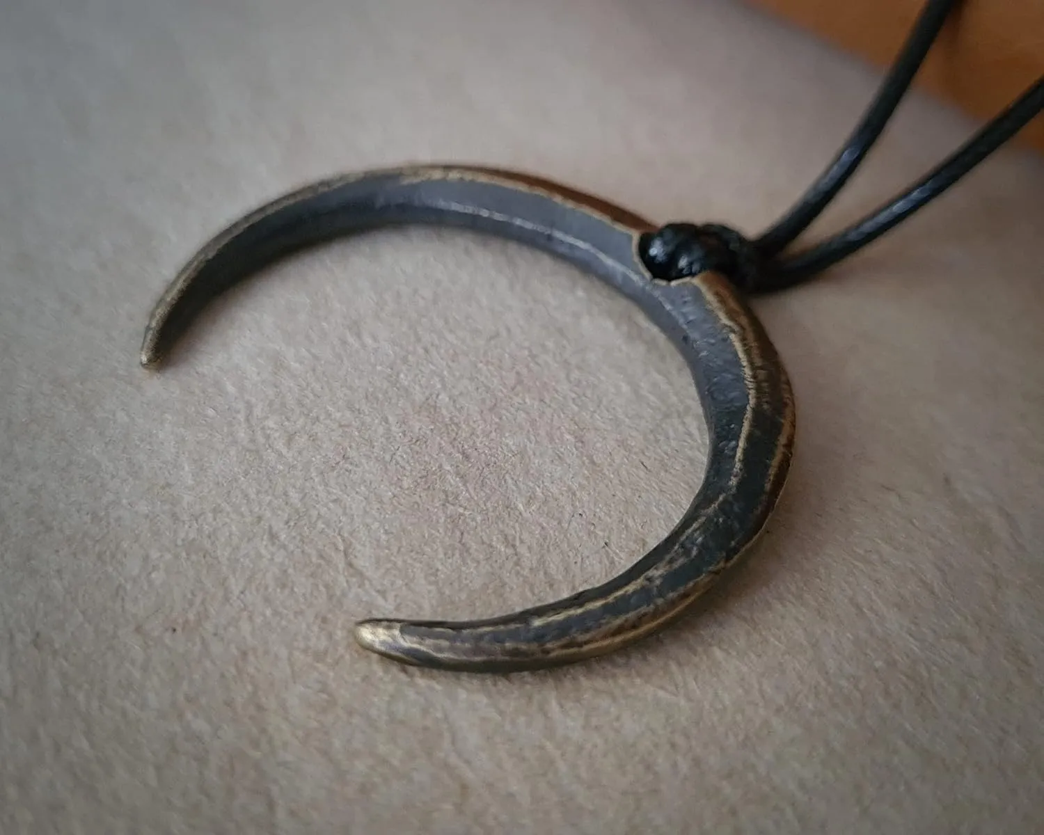 Large Brass Gothic Wiccan Pagan Witchcraft Crescent Moon Lunula Necklace Pendant With Adjustable String Charm For Embracing Spiritual Feminine Universal Energy