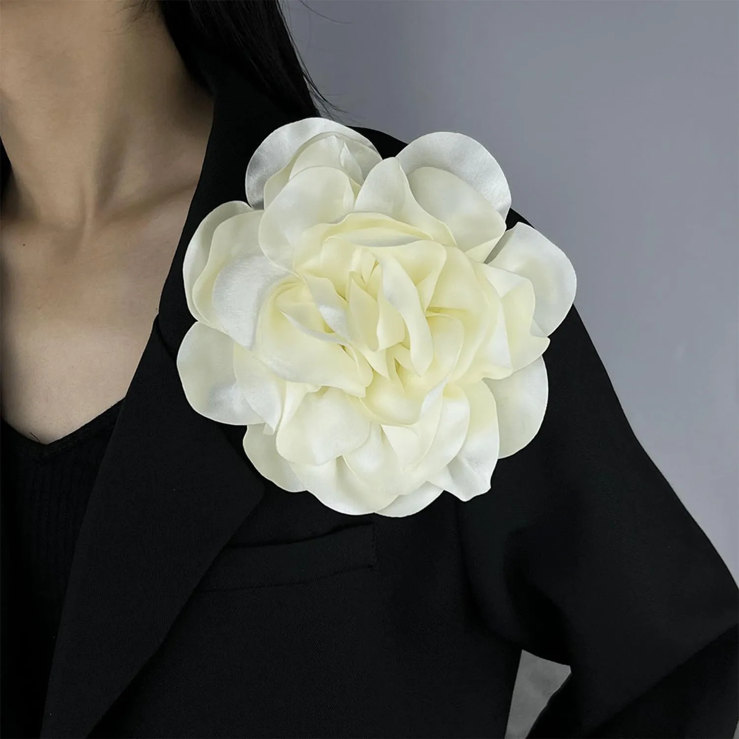 Large Flower Brooch for Women Dainty Rose Brooch Pins Handmade Satin Fabric Floral Brooch Pins Decorative Pins for Bride Wedding Party Dance Clothes Accessories Jewelry