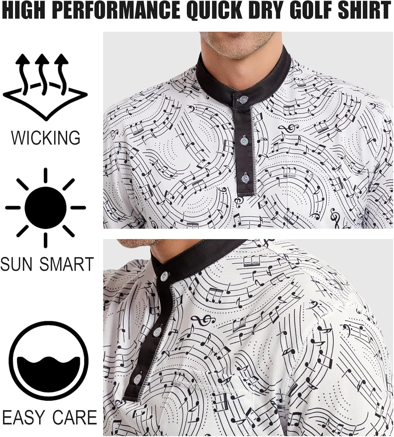 LARSD Men's Henley Shirt Short Sleeve Button Up Stand Collar Casual T-Shirt Top