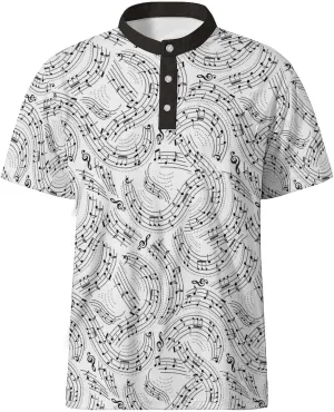 LARSD Men's Henley Shirt Short Sleeve Button Up Stand Collar Casual T-Shirt Top