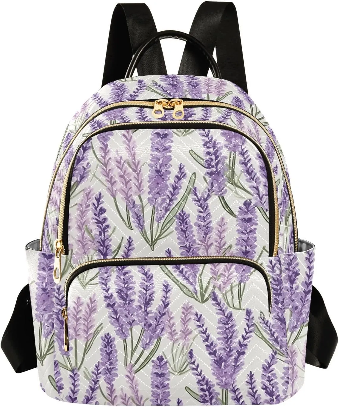 Lavender Branches Mini Backpack Purse for Women Ladies Travel Shoulder Bags Small Casual Bookbag Quilted Daypack for Work M