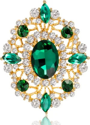 LAXPICOL Vintage Clear Austrian Crystal Brooch Pin for Women Elegant Wedding Bridal Brooches Broach Pin 1.69"*1.39"
