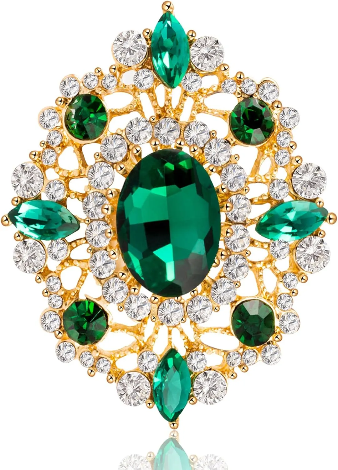 LAXPICOL Vintage Clear Austrian Crystal Brooch Pin for Women Elegant Wedding Bridal Brooches Broach Pin 1.69"*1.39"