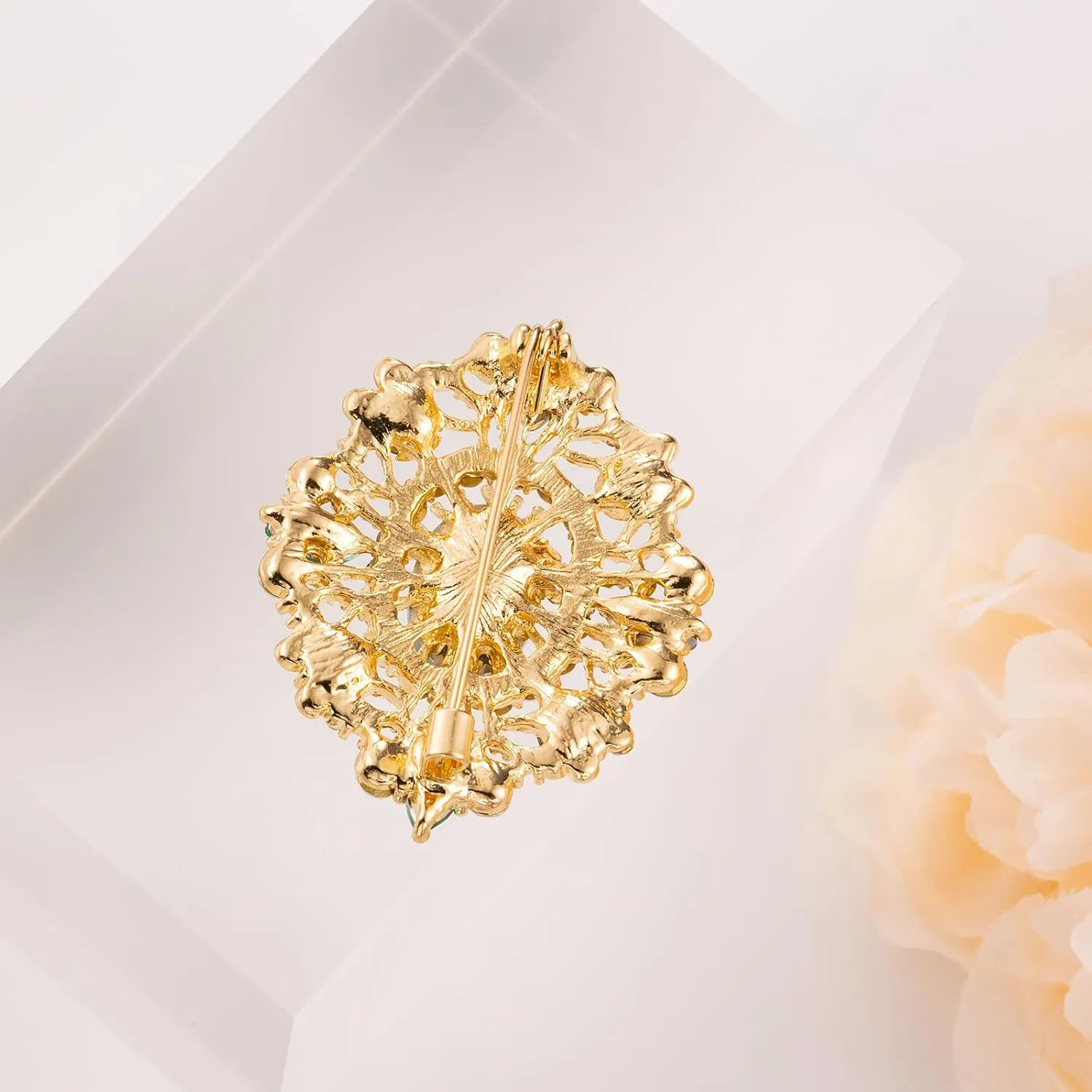 LAXPICOL Vintage Clear Austrian Crystal Brooch Pin for Women Elegant Wedding Bridal Brooches Broach Pin 1.69"*1.39"