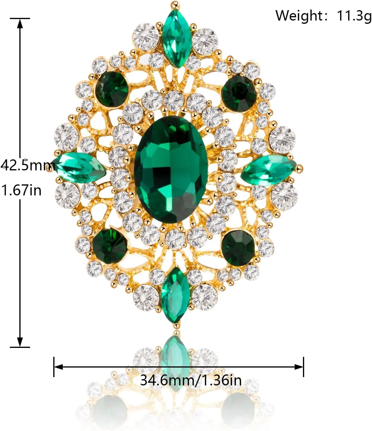 LAXPICOL Vintage Clear Austrian Crystal Brooch Pin for Women Elegant Wedding Bridal Brooches Broach Pin 1.69"*1.39"