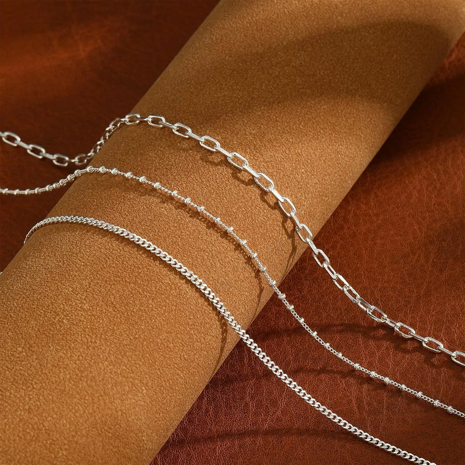 Layered Gold Necklaces for Women, Stackable Dainty 14K Gold Silver Plated Simple Satellite Cuba Figaro Paperclip Chain Necklace Trendy Choker Necklace Gold Jewelry Set Gifts for Women