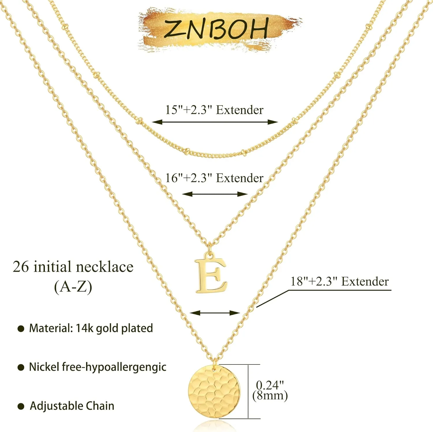 Layered Initial Necklaces for Women 14K Gold Plated Letter Dainty Choker Necklace Set Trendy Layering Personalized A-Z Initial Coin Pendant Stacked Chain Jewelry Gift