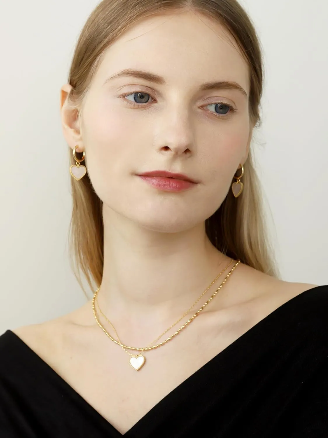 Layered Necklaces for Women 14K Gold Plated Dainty Gold Necklace Lucky Clover Heart Butterfly Pendant Jewelry Gift