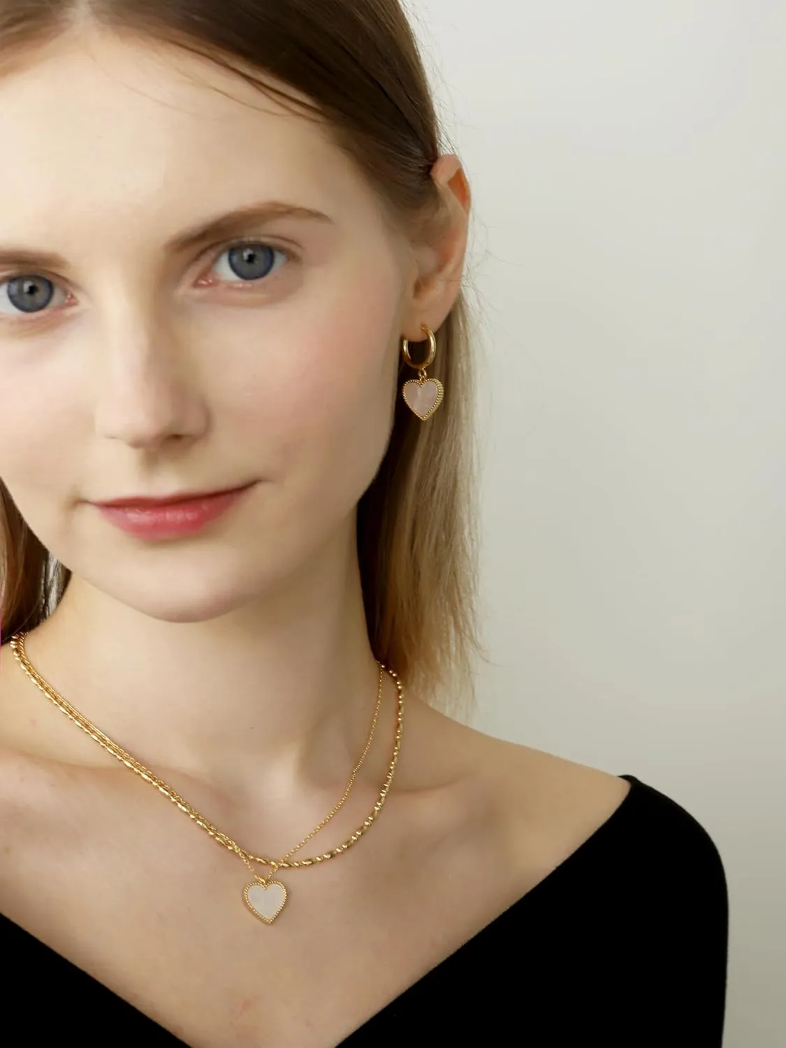 Layered Necklaces for Women 14K Gold Plated Dainty Gold Necklace Lucky Clover Heart Butterfly Pendant Jewelry Gift