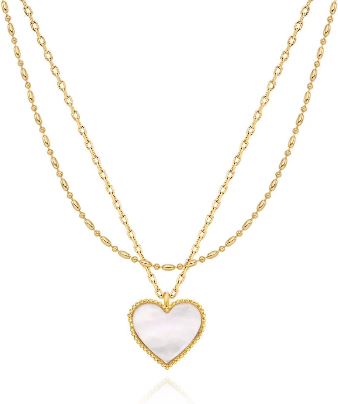 Layered Necklaces for Women 14K Gold Plated Dainty Gold Necklace Lucky Clover Heart Butterfly Pendant Jewelry Gift