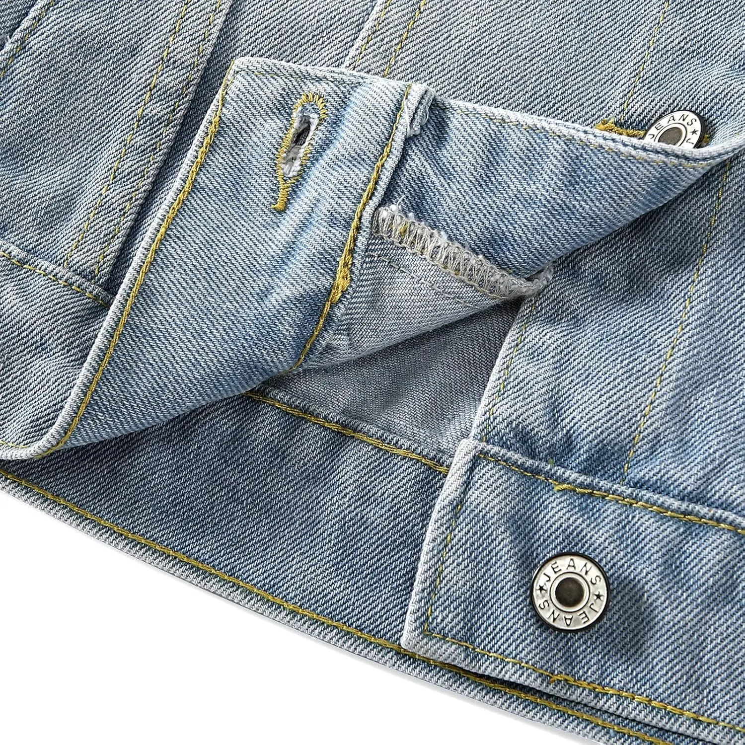 LifeShe Women's Basic Long Sleeve Button Down Distressed Denim Jackets Jean Jacket Coat
