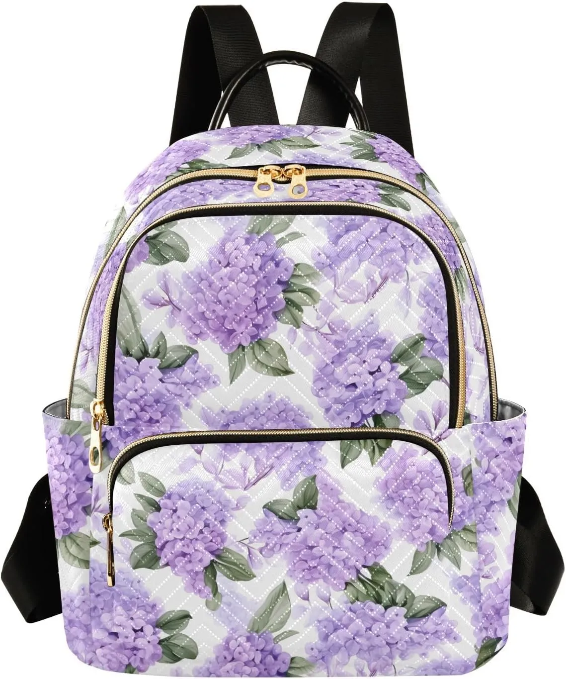 Lilacs Flowers Purple Mini Backpack Purse for Women Ladies Shoulder Bags for Work Quilted Casual Bookbag Small Travel Daypack M