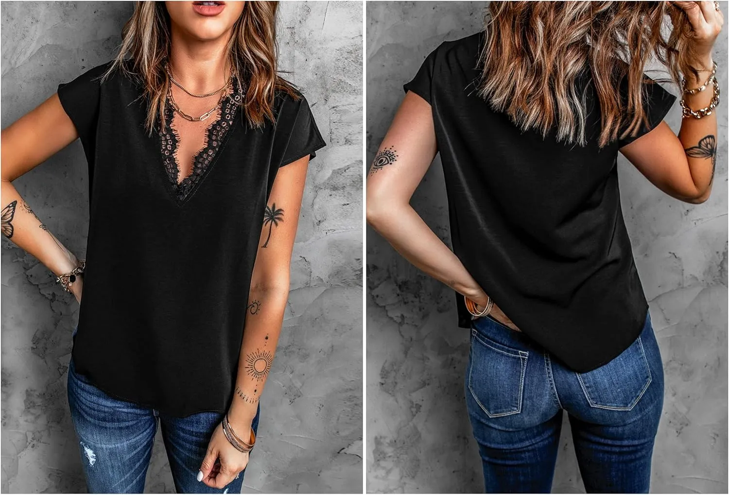 lime flare Dressy Lace Trim Blouse Tops Popular Short Sleeve Shirt